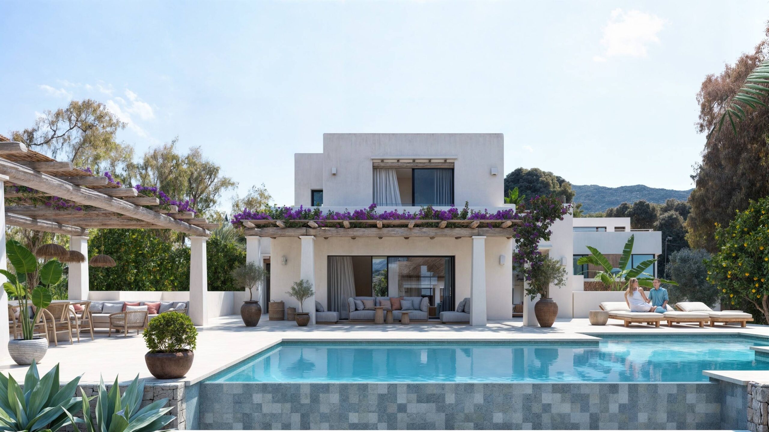 Villa estilo Ibiza con vistas al mar en Denia